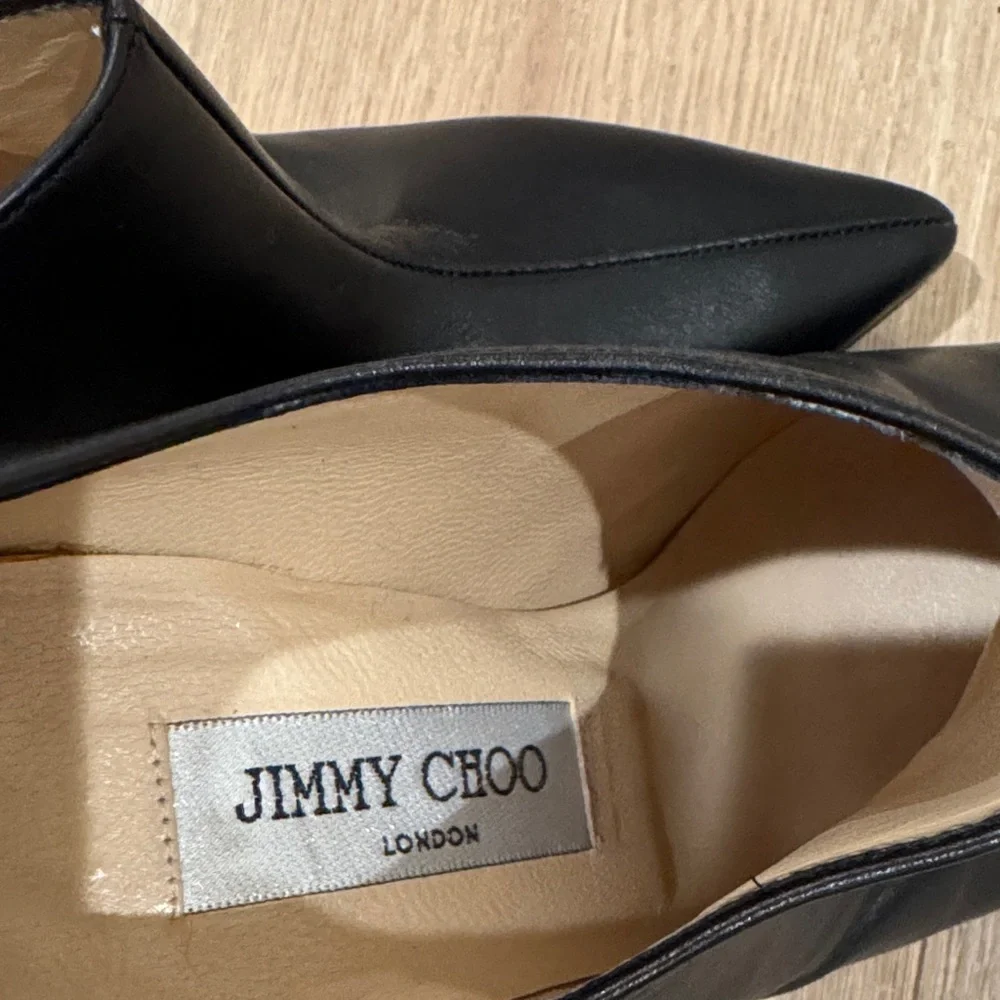 Jimmy Choo Black Leather Stiletto Pointed Heels Booties Zipper back - Picture 7 of 8